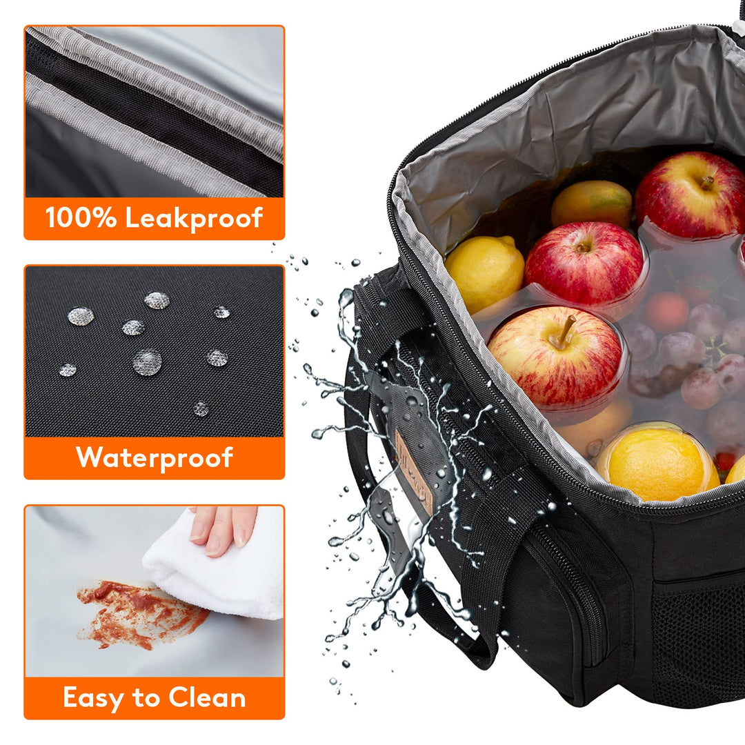 Large Lunch Bag Insulated Lunch Box Soft Cooler Cooling Tote for Adult Men Women, Black 24-Can (15L)