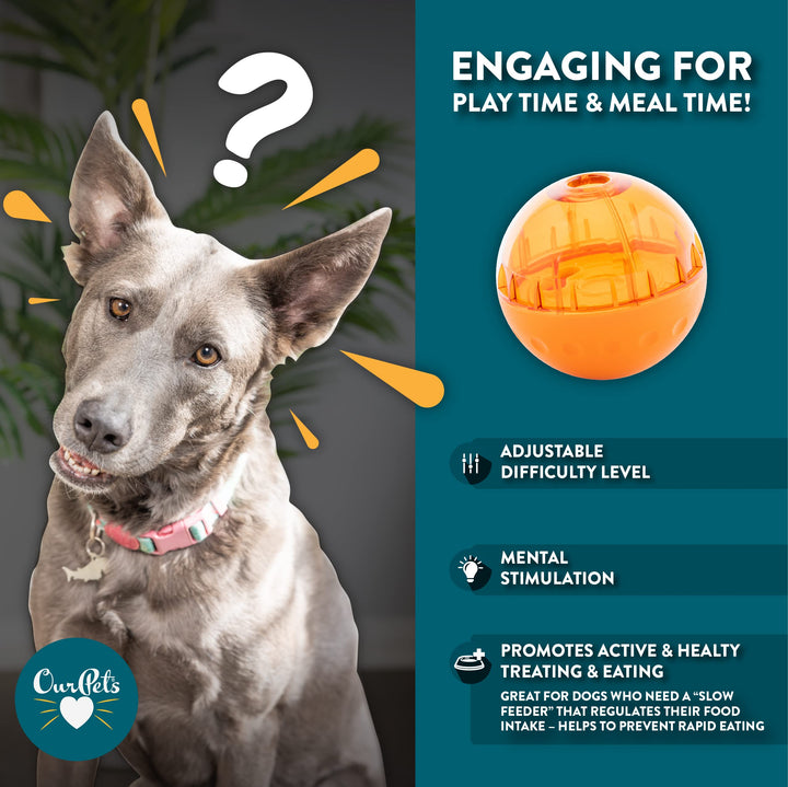 OurPet&#39;s IQ Treat Ball Interactive Food Dispensing Dog Toy , Assorted Colors