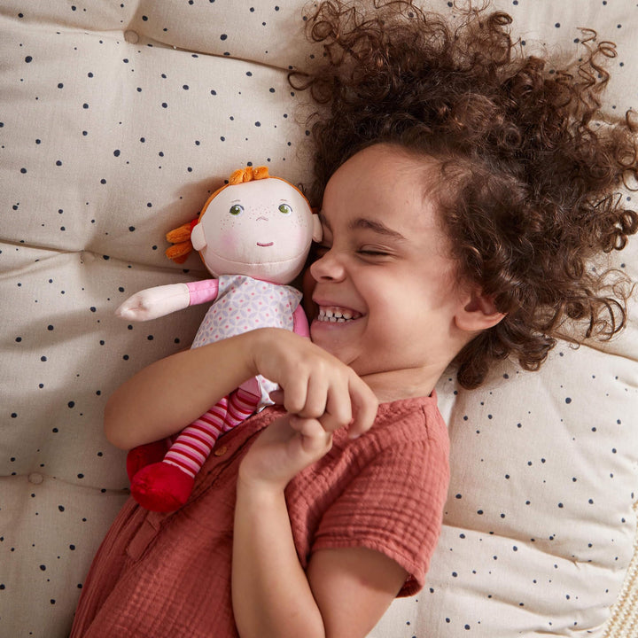 Soft Baby Doll Roya - 10 Rag Doll with Red Pigtails, Pink Dress - Machine Washable Doll - Ideal Soft Doll for 2 Year Old Girls