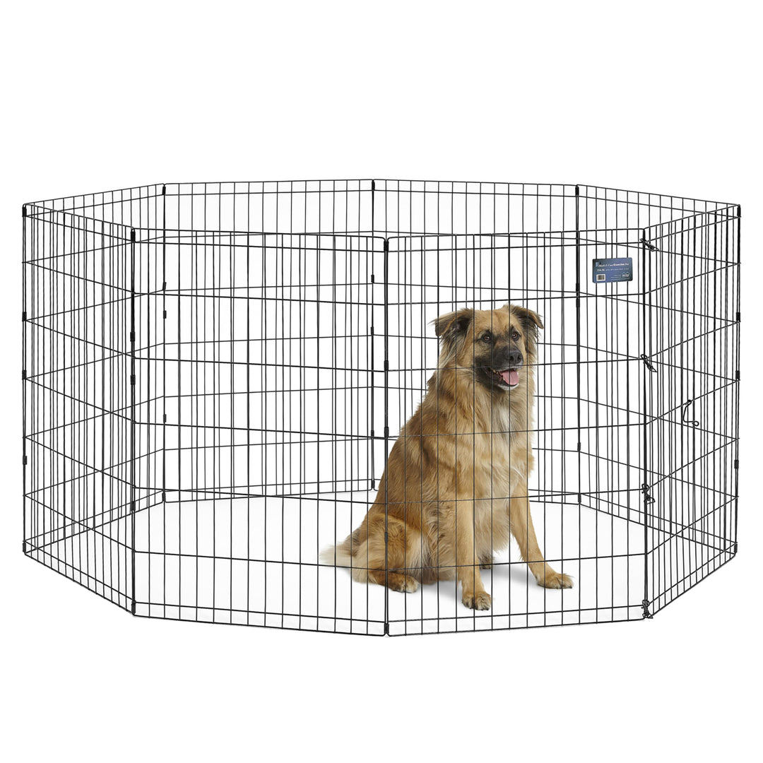 Dog Exercise Pen &amp; Playpen, 24 W x 36 H, No Door, Black