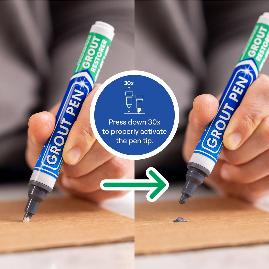 Grout Pen Dark Grey Tile Grout Paint Marker: Waterproof Tile Grout Paint Pen Colorant, Grout Shine Touch Up &amp; Renew - Dark Grey, Narrow 5mm Tip (7mL)