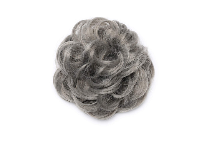 Messy Hair Bun Synthetic Scrunchy Donut Wavy Updo Elastic Scrunchie Thick Full Wedding Hair Pieces Bridal Hairpiece Easy Bun Updos for Women Kids 1pcs 40g Dark Gray