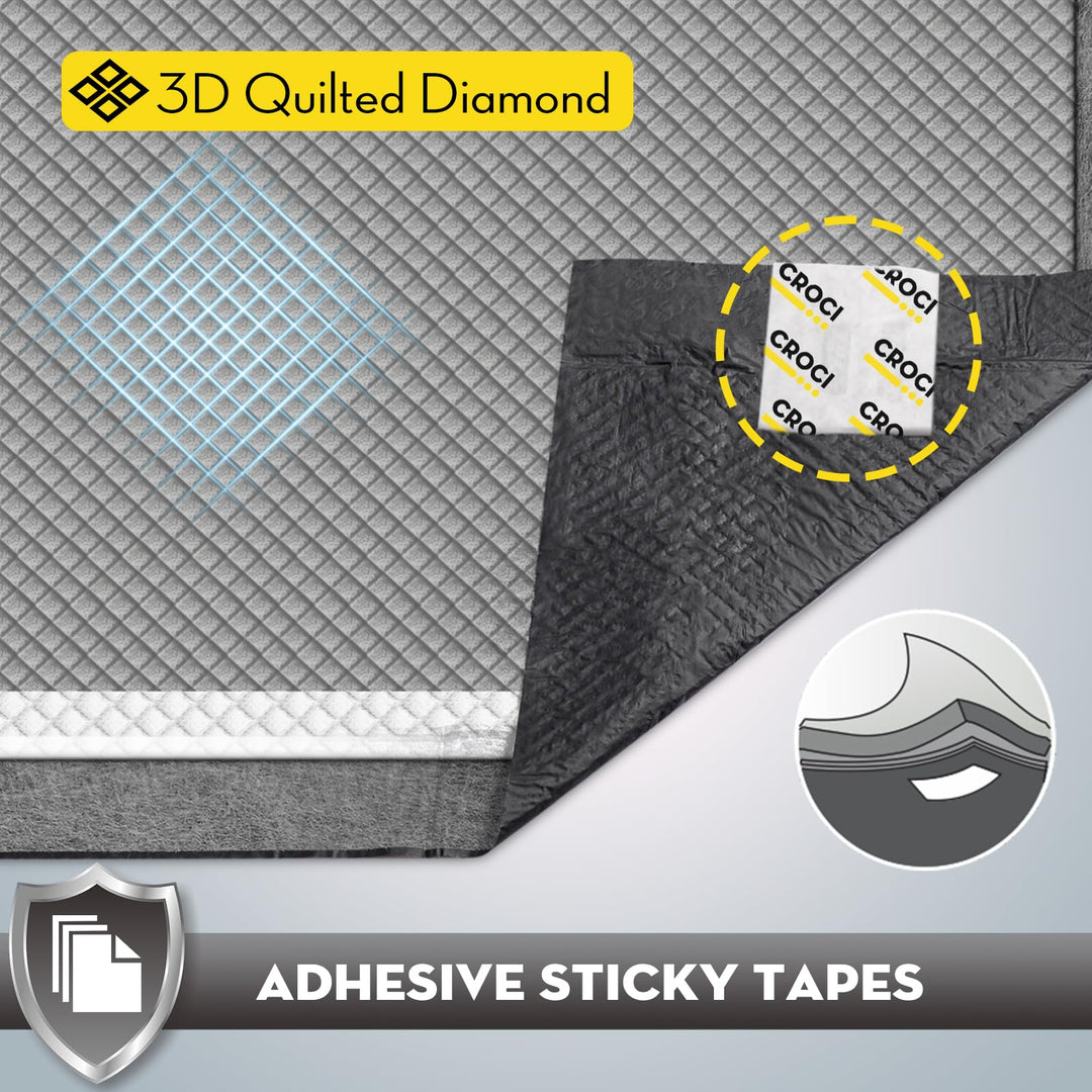 CROCI 36x36 3XL Activated Carbon Pee Pads for Dogs, Odor-Control Charcoal Dog Pads Absorbs Up to 11 Cups of Liquid, 6-Layer Thicker Leak-Proof &amp; Quick Dry Dog Training Pads, Disposable (25 Counts)