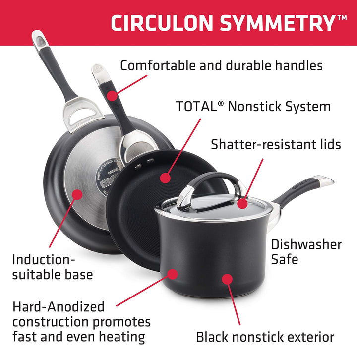 Circulon Symmetry Hard-Anodized Nonstick Frying Pan, 8.