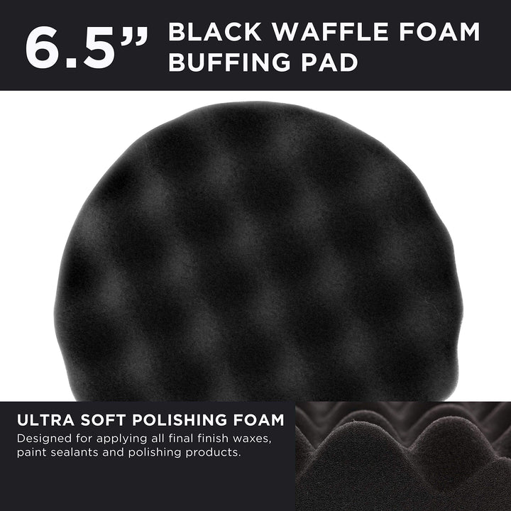 6.7 Black Waffle Final Finishing Grip Foam Polish Pad - DA Hook &amp; Loop