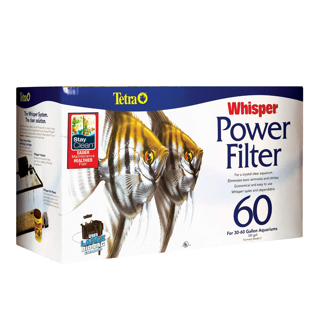 Whisper Power Filter for Aquariums, 3 Filters in 1, Up to 60-Gallons