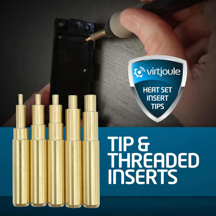 Heat Set Insert Tips for Sizes M2, M2.5, M3, M4, and M5 - Soldering Iron Tips for 3D Printer Users, 3D Printing Accessories Compatible with Hakko FX-888D and Weller SP40NKUS Soldering Irons