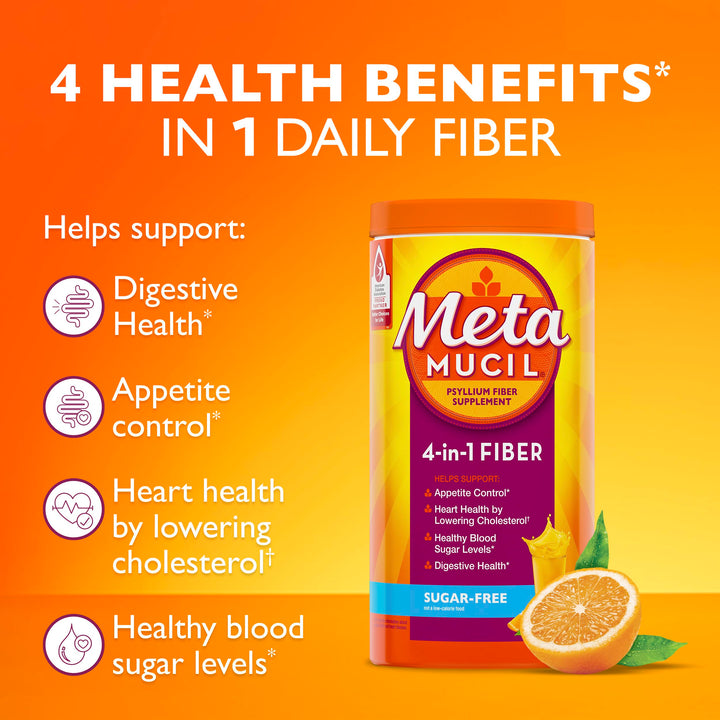 Metamucil 4 in 1 Daily Fiber Supplement Powder, Fiber P