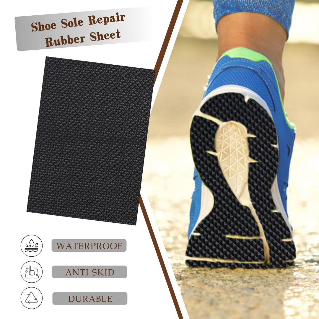 Shoe Rubber Sole Sheet, 1.2MM Thick Shoe Sole Repair Rubber, Non-Slip Rubber Soling Sheet for Bottom of Shoe, Black