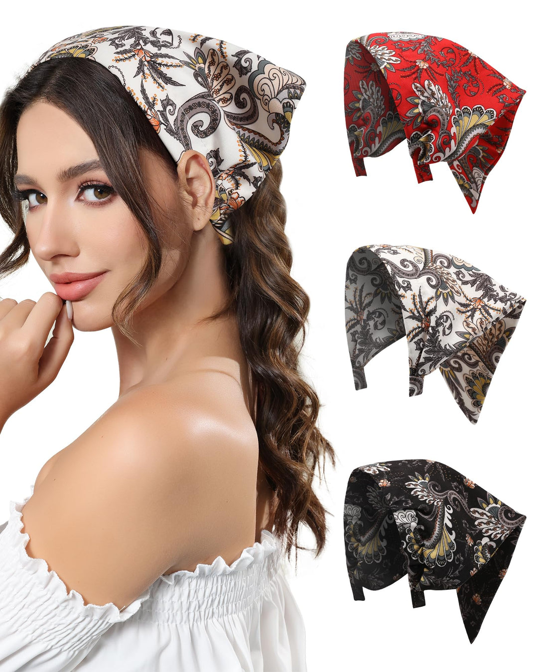 AWAYTR 3pcs Hair Bandana for Women Girls Hair Scarf Hea