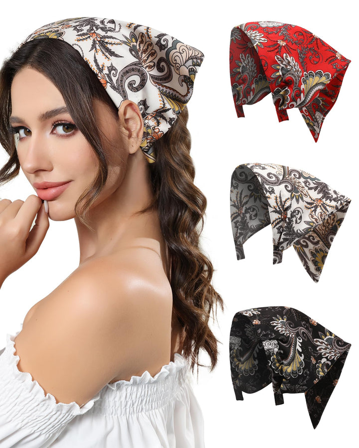 AWAYTR 3pcs Hair Bandana for Women Girls Hair Scarf Hea