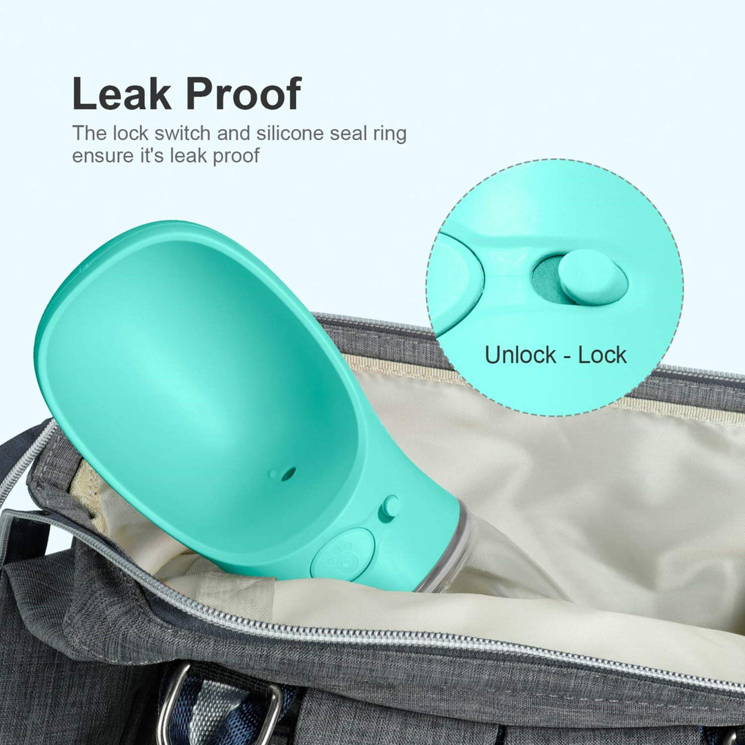Dog Water Bottle, Leak Proof Portable Pet Water Bottles for Dogs, Puppy Water Dispenser with Drinking Feeder for Travel (Teal 12oz)