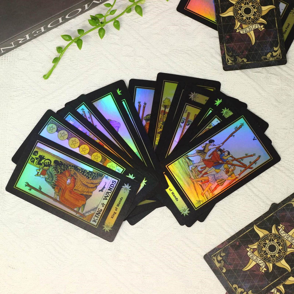 Tarot Deck with Guidebook,Classic 78-Tarot Cards Set,Colorful Holographic Cards Glowing Fortune Telling Game for Beginners,Expert Readers,Tarot Lover