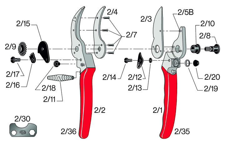 F-2 068780 Classic Manual Hand Pruner, F 2, Red