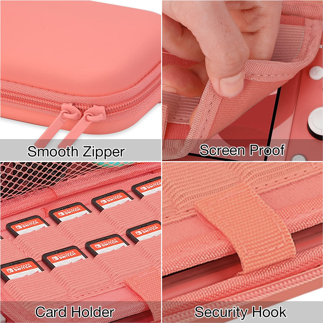 Case Compatible for Nintendo Switch Lite, Protective Cover for Switch Lite, Screen Protector Case Compatible for Switch Lite with Thumb Grip -Pink, Pink, Protective Storage Bag, Pink, Fashion.