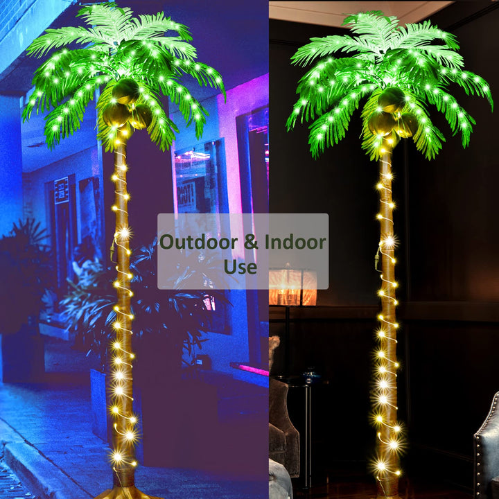 5FT 148 LEDs Lighted Palm Trees, Artificial Palm Tree with Coconuts, Light Up Tropical Palm Trees for St. Patrick&#39;s Day, Indoor, Outdoor, Hawaiian, Jungle, Luau Party, Pool, Beach, Patio Decor