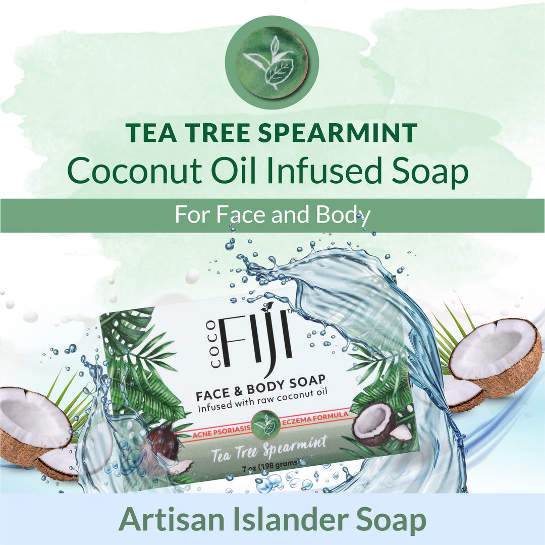 Coconut Oil Soap, For Face and Body, 100% Certified Organic, Tea Tree Spearmint, 7 Ounce