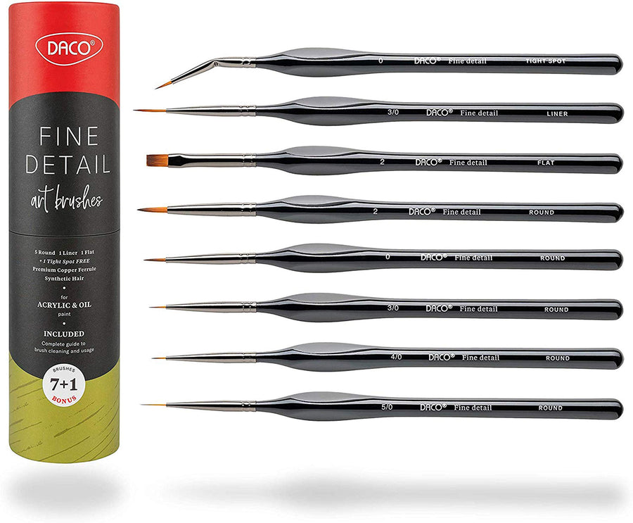 Miniature Detail Paint Brush Set, 8 Micro Professional Small Fine Painting Brushes for Watercolor Oil Acrylic, Craft Scale Models Rock Painting & Paint by Number for Adult - Comes with Holder