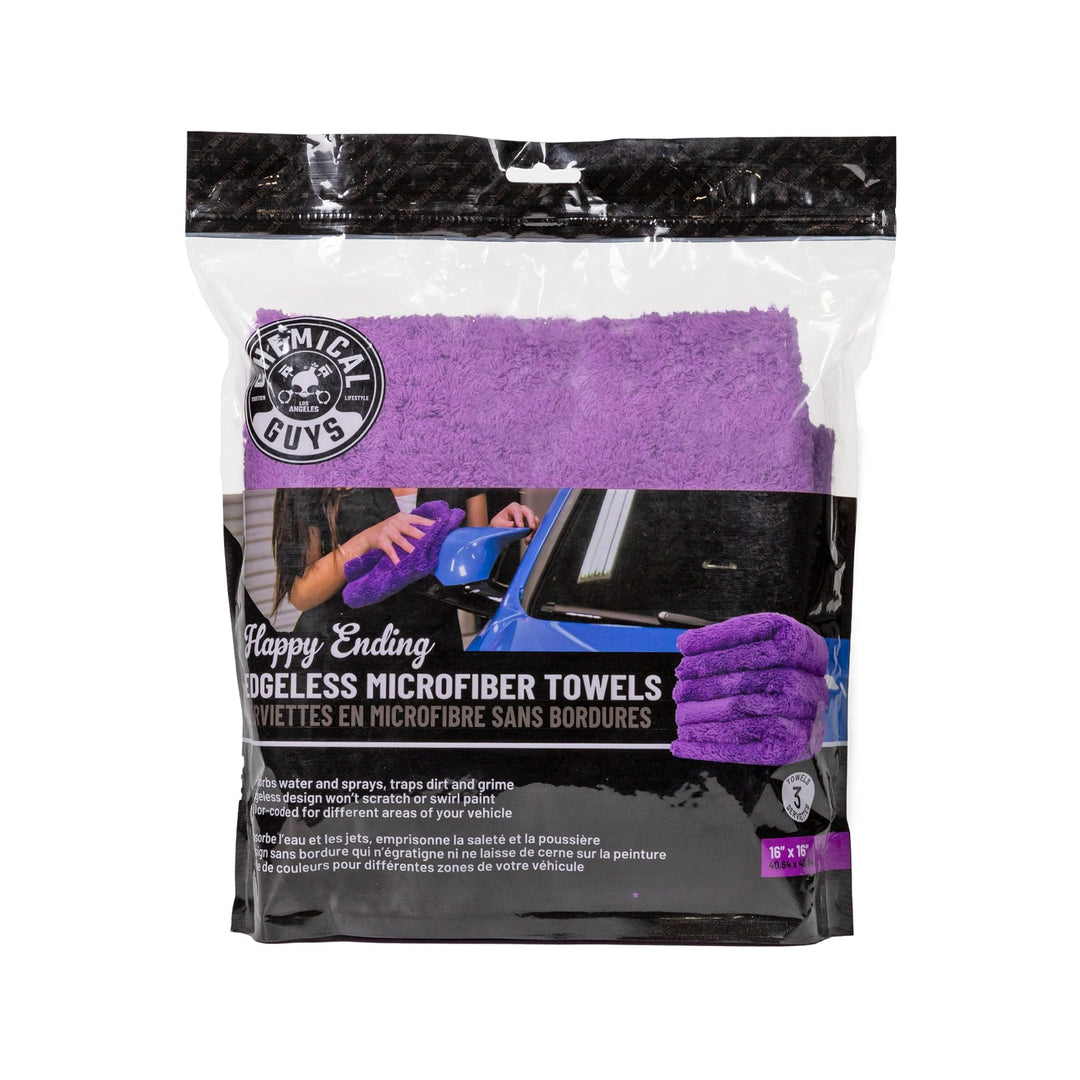 MIC34803 Happy Ending Ultra Plush Edgeless Microfiber Towel, Purple (16 x 16)