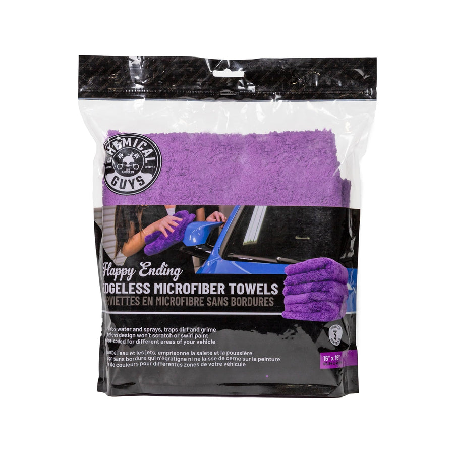 MIC34803 Happy Ending Ultra Plush Edgeless Microfiber Towel, Purple (16 x 16)