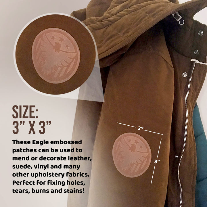 MastaPlasta Instant Self-Adhesive Premium Suede and Velvet Repair Patch. Tan Suede Eagle 3-INCH Diameter (8cm). Upholstery Quality Patches for Sofas, Car Interiors, Bags, Jackets &amp; More