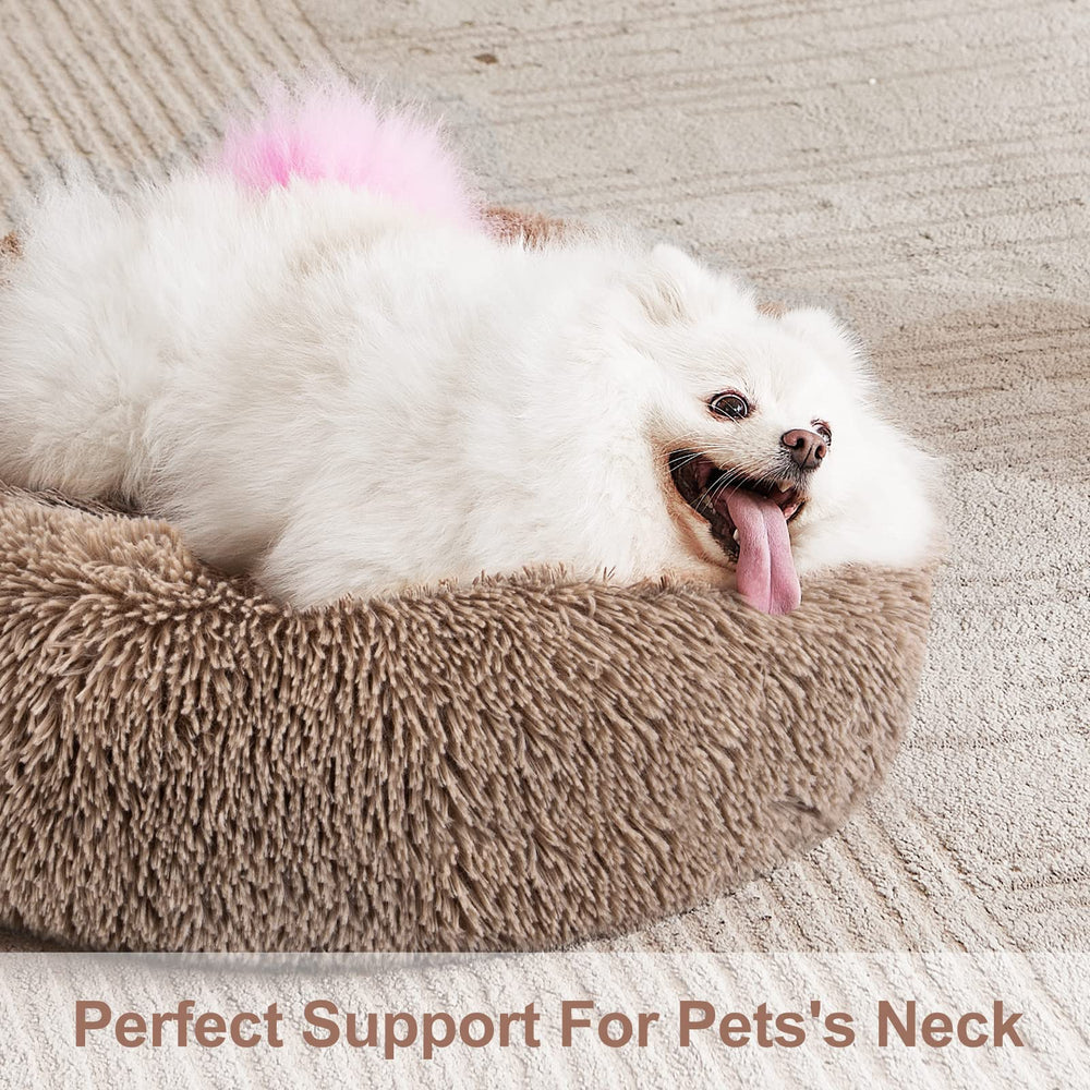 Orthopedic Dog Bed Comfortable Donut Cuddler Round Ultra Soft Washable Cat Cushion Bed (20''/23''/30'') (23'', Brown)