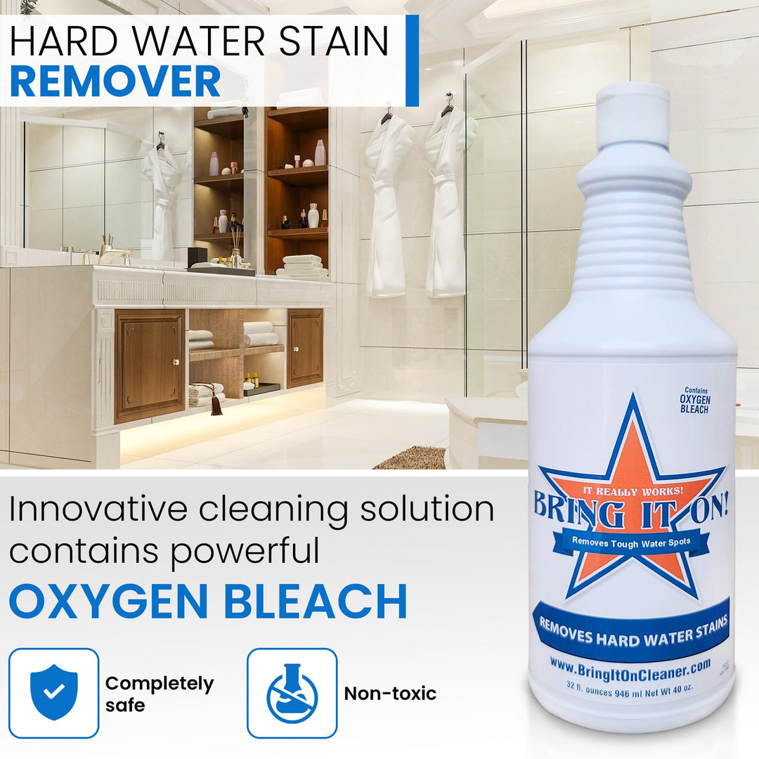 Cleaner Hard Water Stain Remover - Soap Scum, Calcium, Lime Scale, Remover for Shower Door, Tile, Glass, Fiberglass, Bathroom, Sink, Stone, Door 32 Ounce