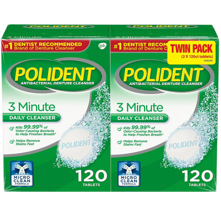 Polident 3 Minute, Antibacterial Denture Cleanser 120 e