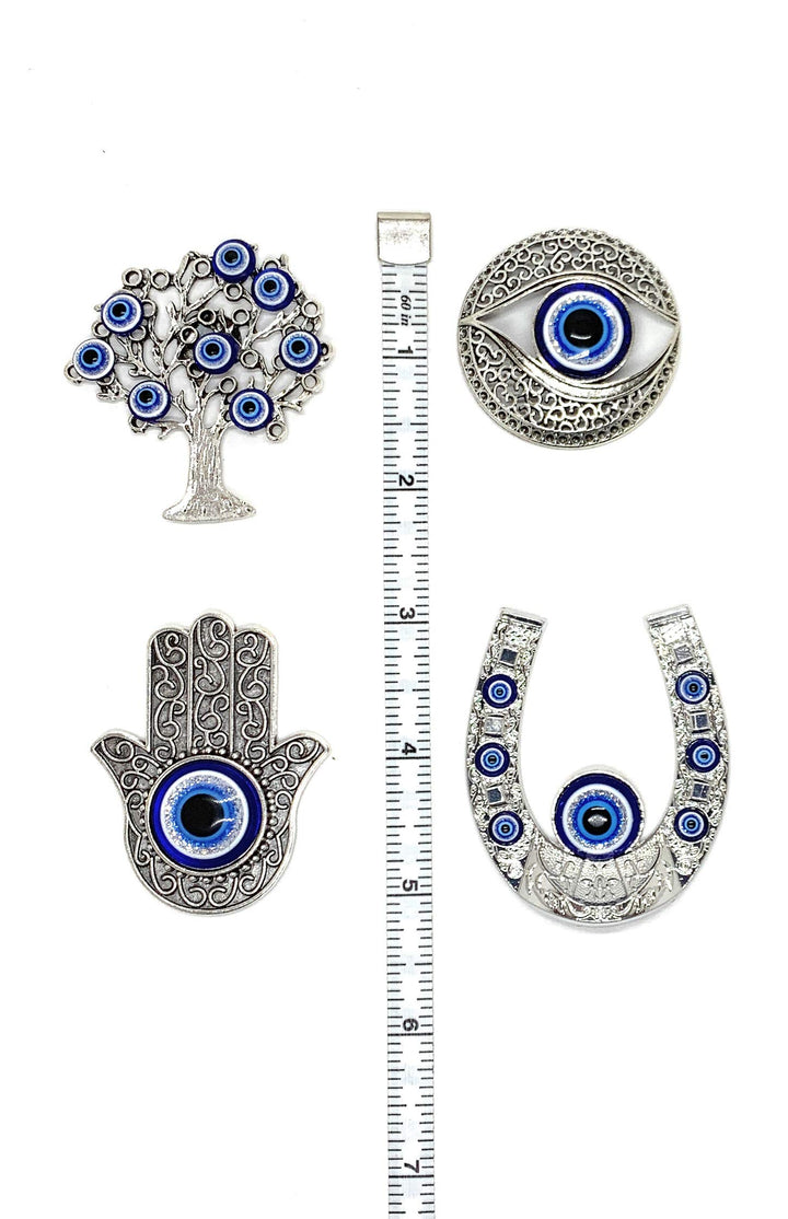 Hamsa Hand Charm Magnet - For Fridge, Office, &amp; Kitchen - Evil Eye Protection and Good Luck Symbol - Decorations &amp; Home Accessories - Multi-Use Metal Alloy Magnet (Silver Hamsa 1 Eye)