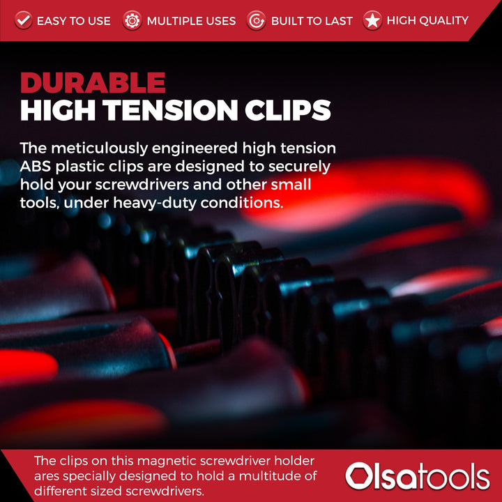 Magnetic Screwdriver Rail Organizer| Professional Quality Magnetic Tool Holder | Fits up to 16 Screwdrivers | Blue