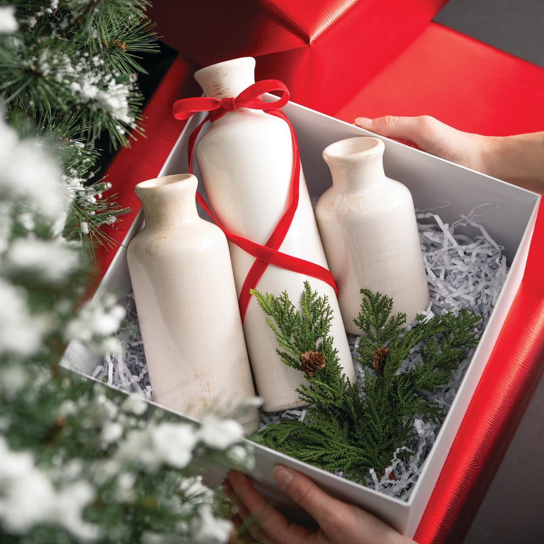 Sullivans White Ceramic Vase Set, Farmhouse Decor, Home