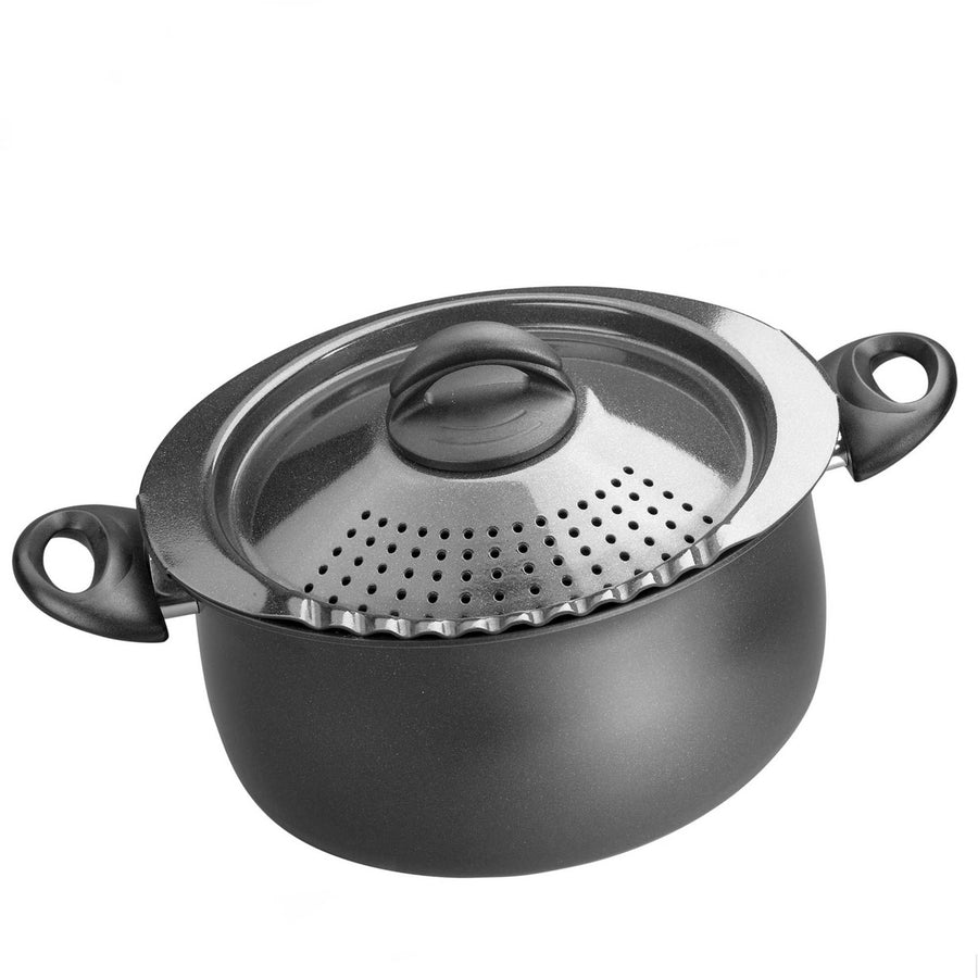 Bialetti 5.5 Quart Pasta Pot with Strainer Lid, Charcoa