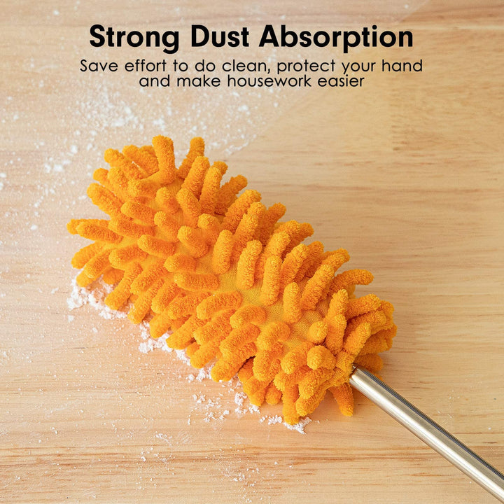 Microfiber Duster for Cleaning, Tukuos Hand Washable Dusters with 2pcs Replaceable Microfiber Head, Extendable Pole, Detachable Cleaning Supplies for Office, Car, Window, Furniture, Ceiling Fan