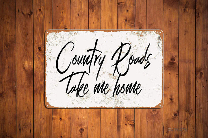 ZYPENG Metal Tin Sign Vintage Style Country Roads Take Me Home Wall Decor 8 x 12 inches
