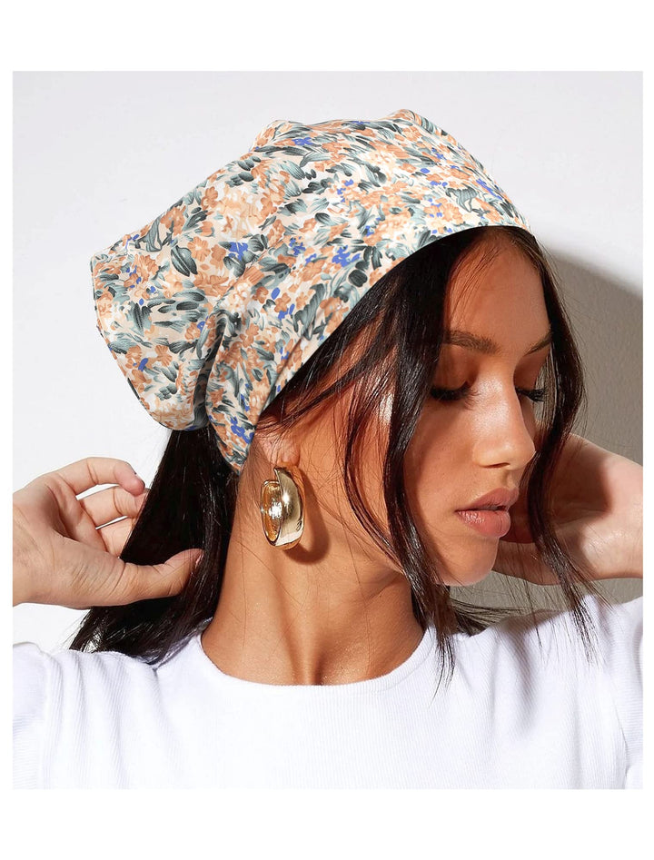 AWAYTR Hairband, 3 PCS Floral Elastic Head Scarf - Chif