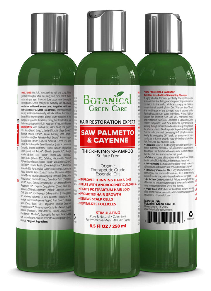 Saw Palmetto &amp; Cayenne Shampoo, Thickening shampoo for thinning hair, Hair loss shampoo, sulfate free