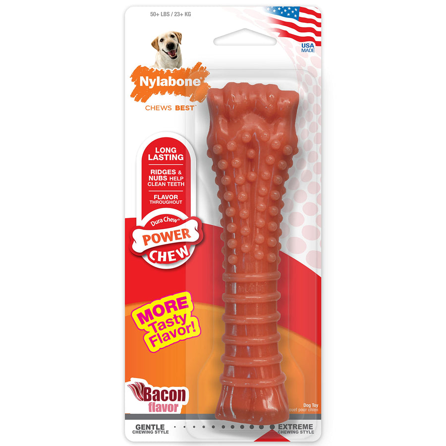 Textured Knuckle Bone Power Chew Toy for Dogs, Durable & Tough Dog Toys for Aggressive Chewers, Bacon Flavor, X-Large - 50+ lbs, 1 Count