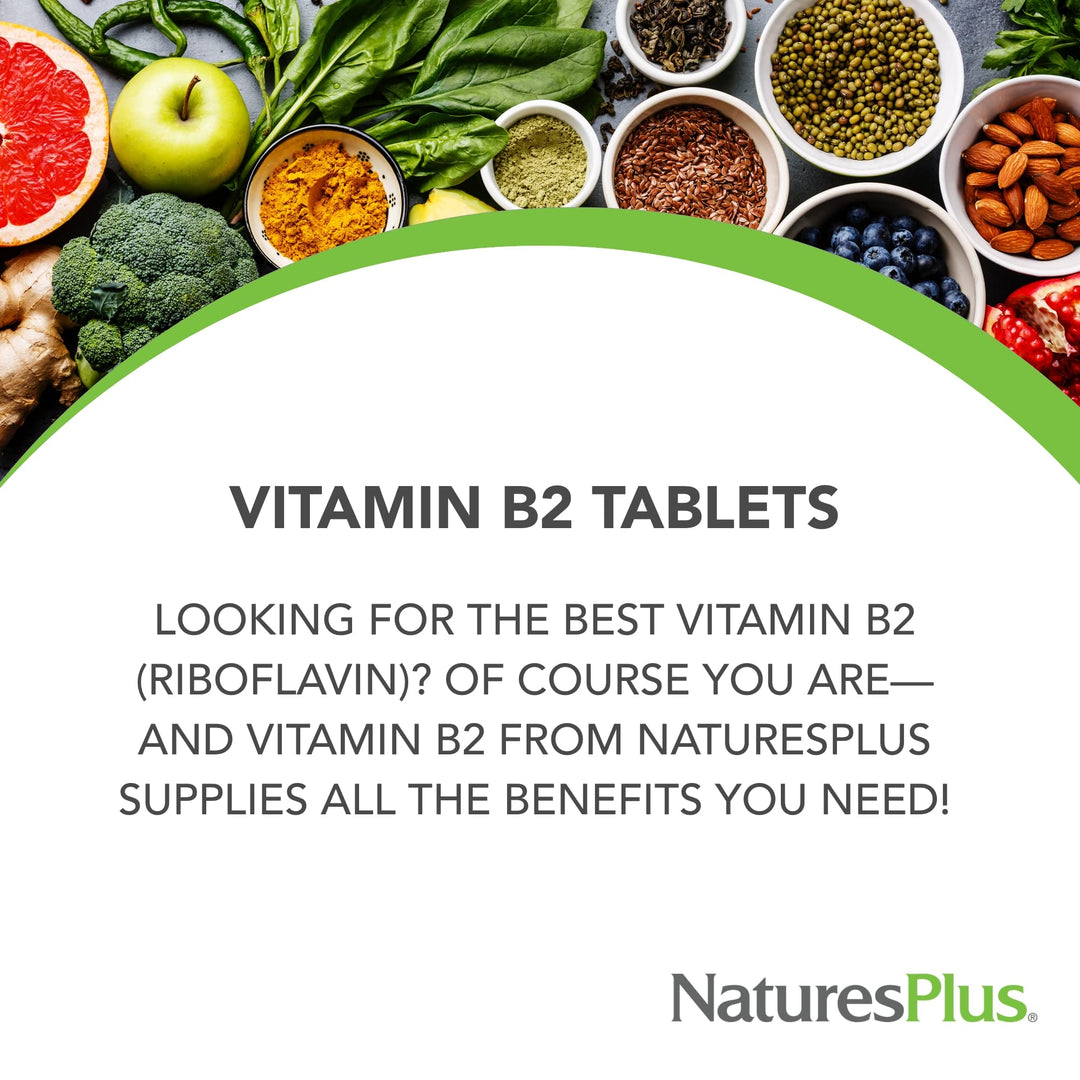 Natures Plus Vitamin B2 (Riboflavin) - 250 mg, 60 Veget