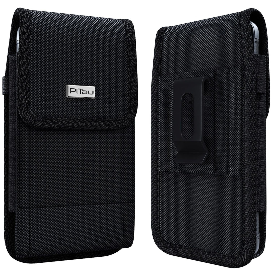 Holster for iPhone 16, 16 pro,15 Pro, 14, 14 Pro 13, 13 Pro 12 Pro 12 X, XR, Xs, 11, 10 Nylon Cell Phone Belt Holder Case with Clip Carrying Pouch Cover (Fits with Otterbox Commuter Case) Black