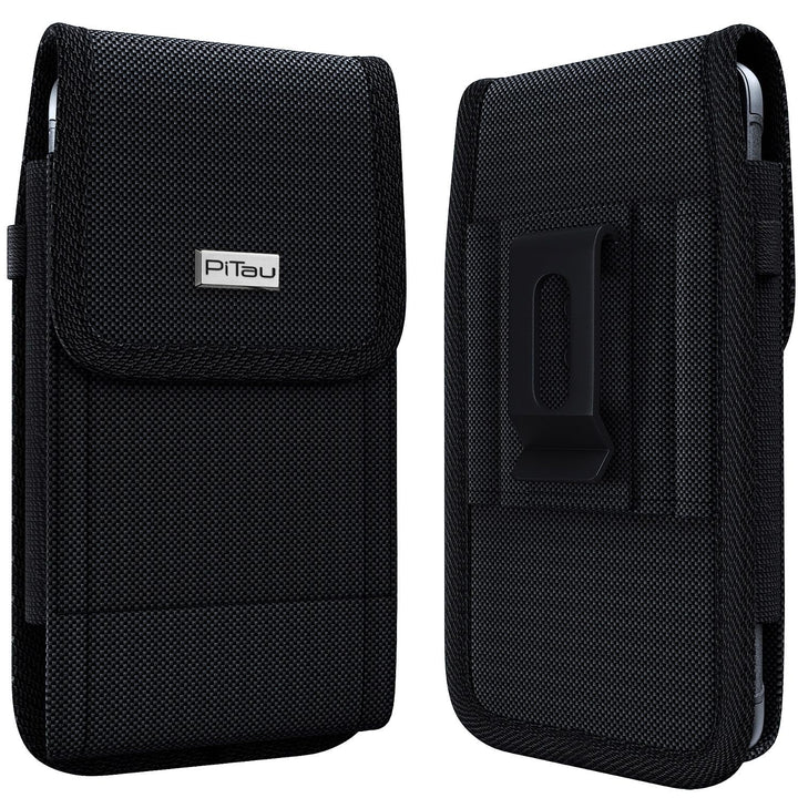 Holster for iPhone 16, 16 pro,15 Pro, 14, 14 Pro 13, 13 Pro 12 Pro 12 X, XR, Xs, 11, 10 Nylon Cell Phone Belt Holder Case with Clip Carrying Pouch Cover (Fits with Otterbox Commuter Case) Black