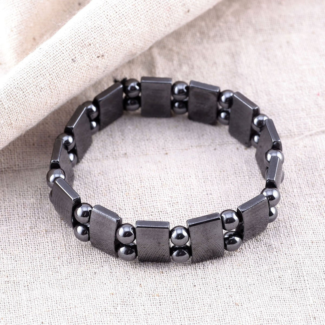 Set Of 2 Men&#39;s Hematite Metal Magnetic Therapy Bracelets S27-St2
