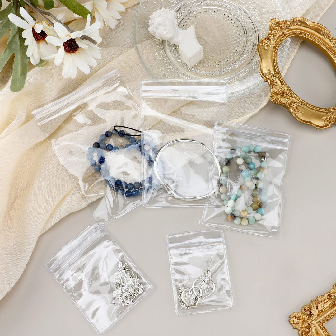 Spakon 160 Pcs Clear PVC Jewelry Bags Plastic Transpare