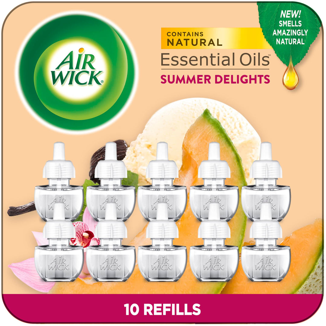 Plug in Scented Oil 10 Refills, Summer Delights, Eco Friendly, Essential Oils, Air Freshener