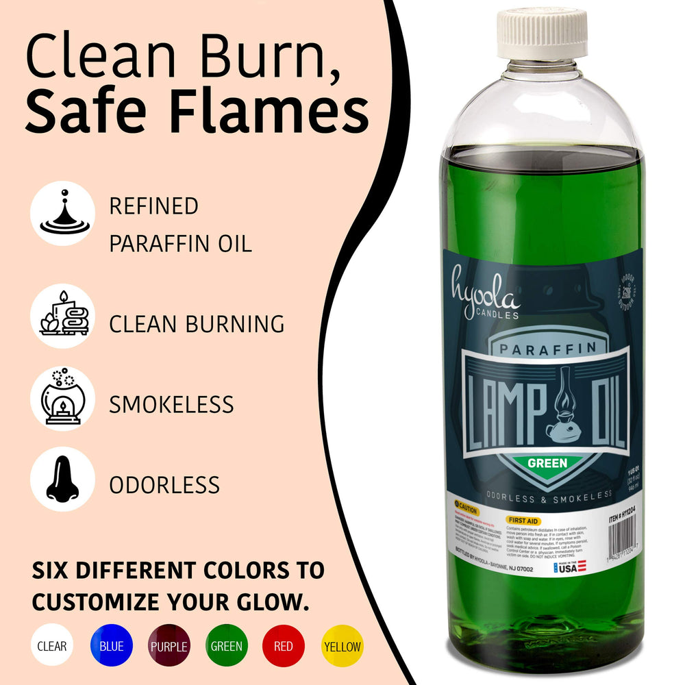 Candles Liquid Paraffin Lamp Oil - Green Smokeless, Odorless, Ultra Clean Burning Fuel for Indoor and Outdoor Use - Highest Purity Available - 32oz