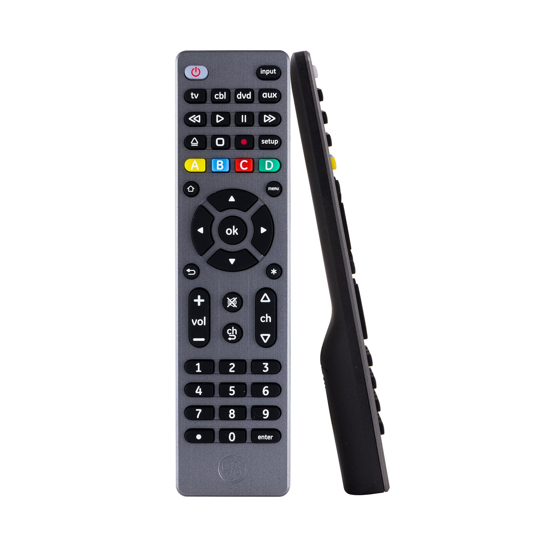 GE Universal Remote Control for Samsung, Vizio, LG, Sony, Sharp, Roku, Apple TV, RCA, Panasonic, Smart TVs, Streaming Players, Blu-ray, DVD, Simple Setup, 4-Device, Graphite, 33711