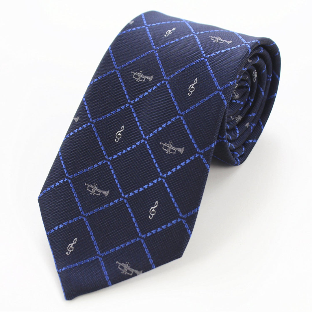 Fashion Men Tie Set Music Plaid Necktie with Handkerchief and Cufflinks (0726-42)
