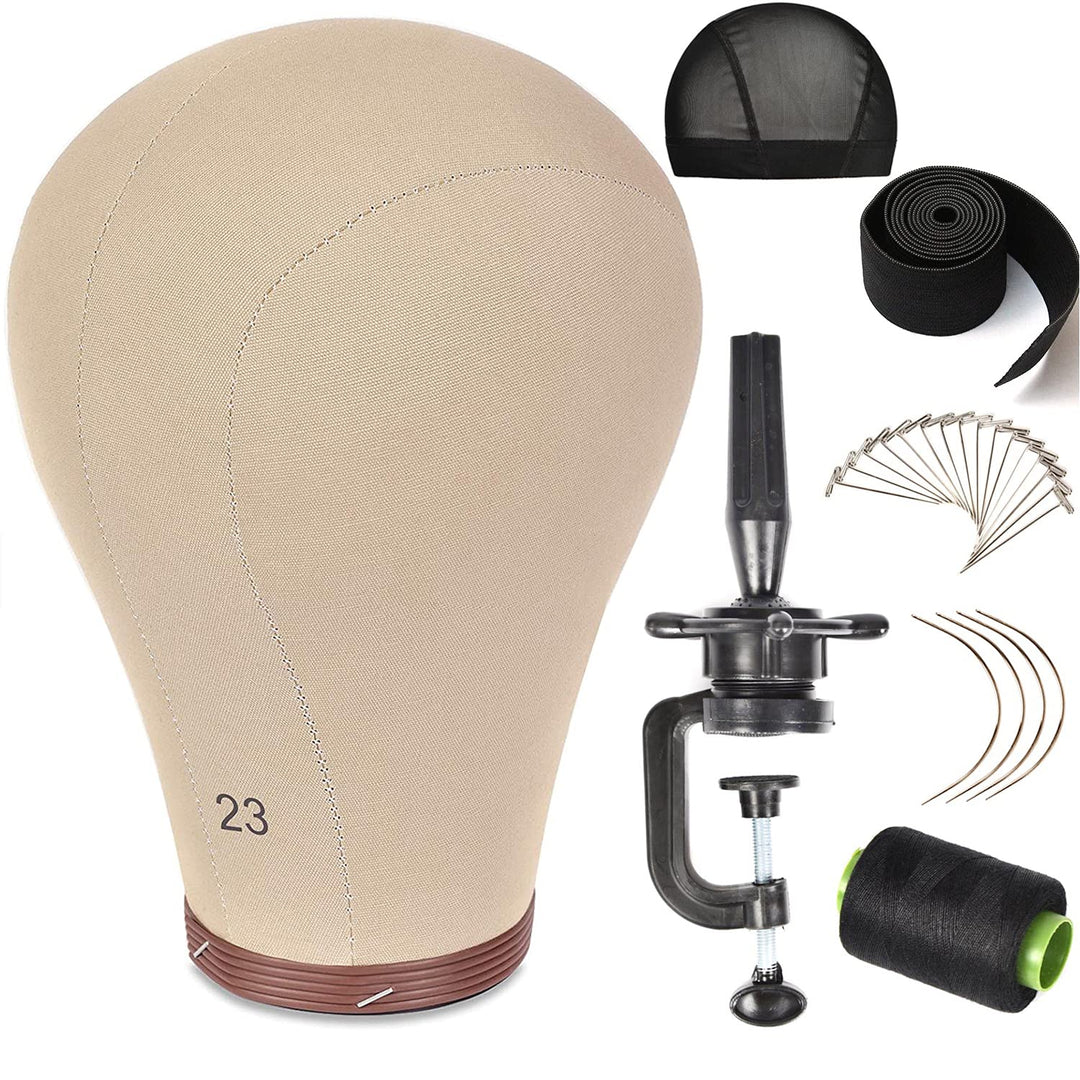 ZGCYSMHT 23 Inch Wig Head Cork Canvas Block Head Mannequin Head With Stand for Making Wigs (21Inch-24Inch)