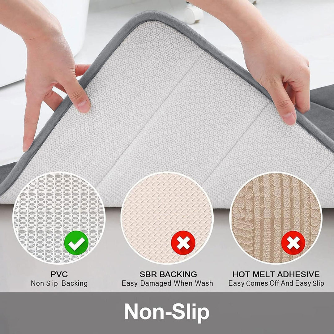 Memory Foam U-Shaped Contour Toilet Rugs, Non Slip Absorbent, Thick Soft Washable Bathroom Mat, Floor Carpet Bath Rugs Mat for Toilet Base (24 x 20, Grey)