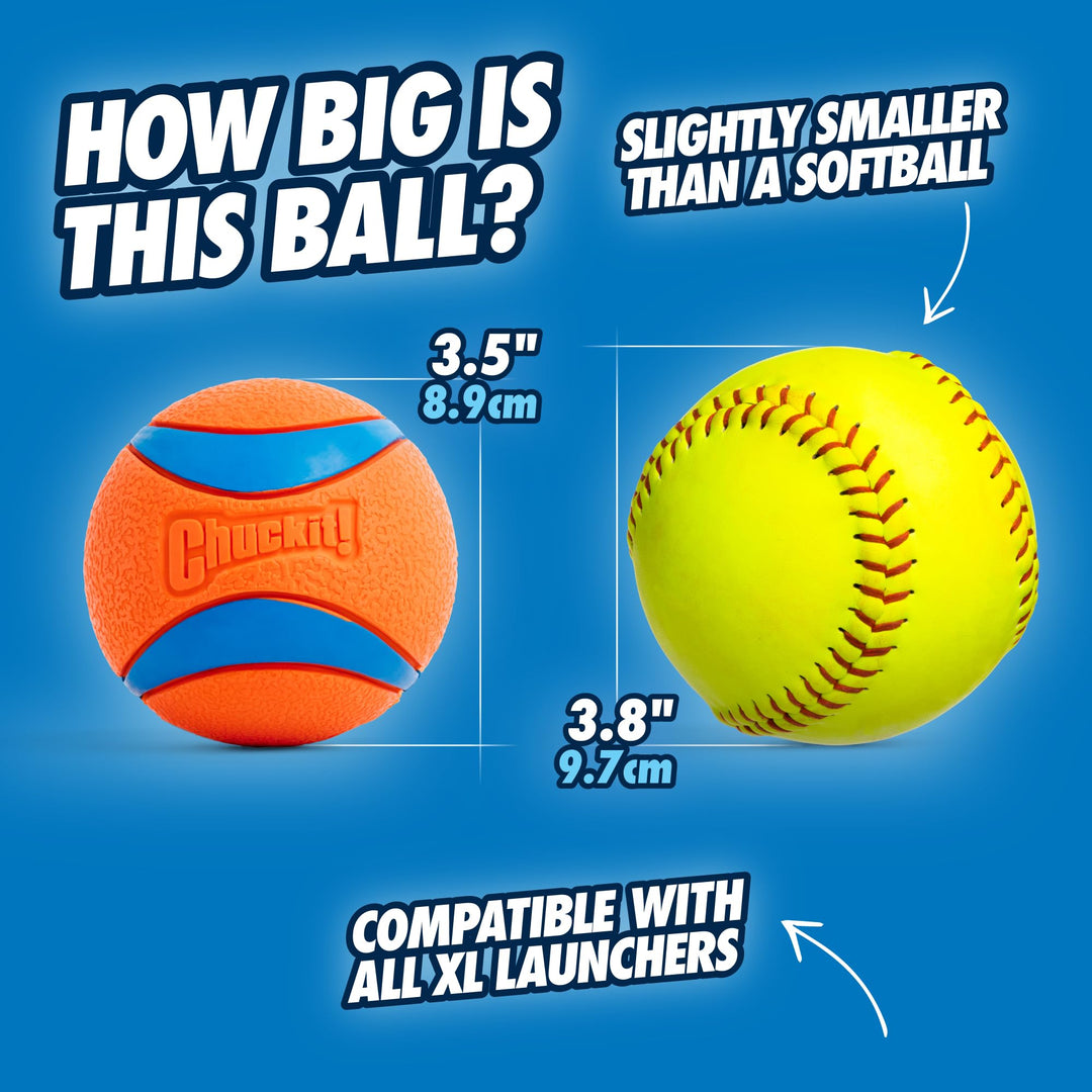 Ultra Ball Dog Toy - Size XL - For Dogs 100+ lbs - Made from Durable Rubber - Super Bouncy - Floats in Water - 3.5-inch Diameter - Pack of 1