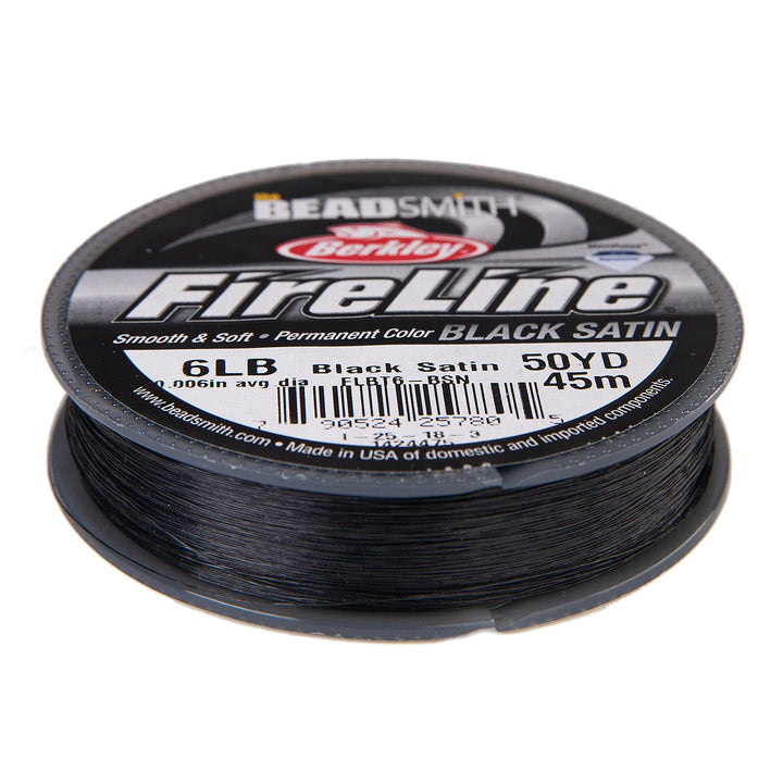 Fireline by Berkley – Micro-Fused Braided Thread – 6lb. Test, .006”/.15mm Diameter, 50 Yard Spool, Black Color – Super Strong Stringing Material for Jewelry Making and Bead Weaving